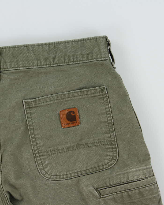 Vintage Carhartt B144 ARG Khaki Canvas Original Fit Carpenter Shorts - W34