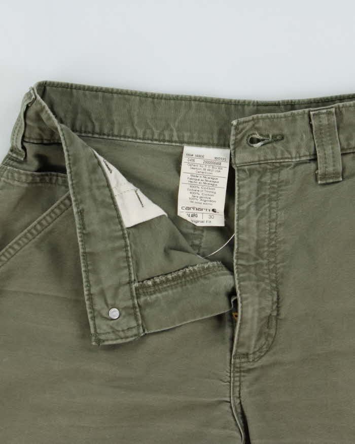 Vintage Carhartt B144 ARG Khaki Canvas Original Fit Carpenter Shorts - W34