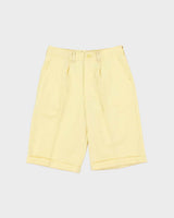 DSWT Vintage 1970s Wrangler Butter Yellow Pleated Cotton Bermuda Shorts - W28