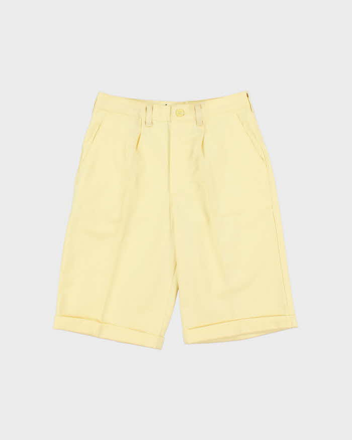DSWT Vintage 1970s Wrangler Butter Yellow Pleated Cotton Bermuda Shorts - W28