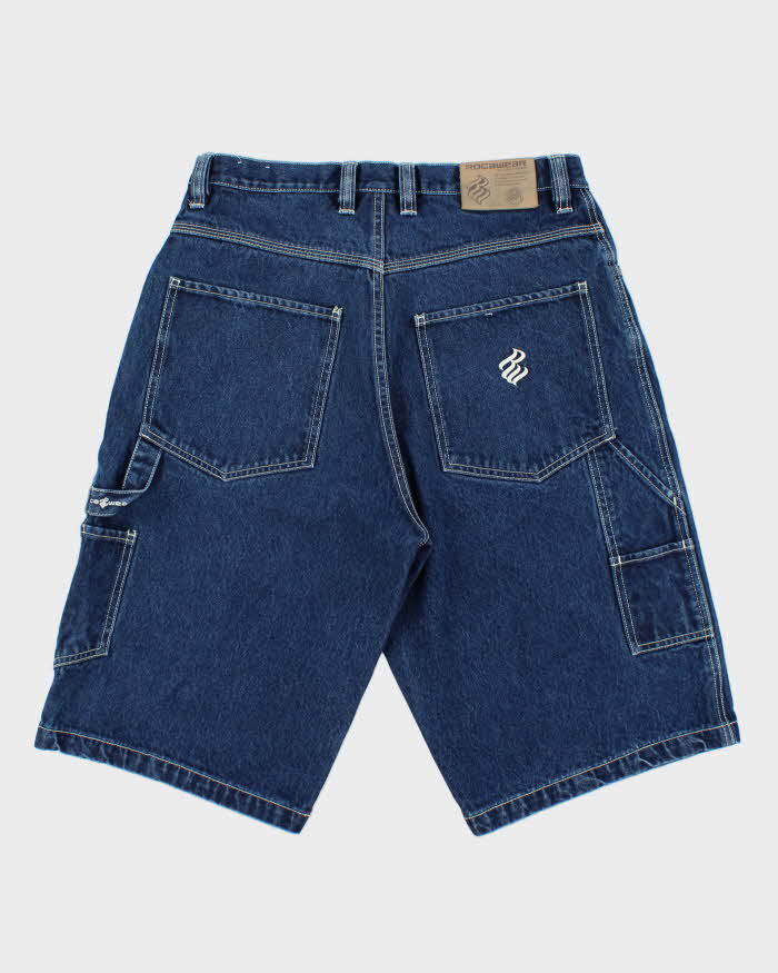 Vintage Y2K 00s Rocawear Contrast Stitch Loose Fit Wide Leg Denim Carpenter Shorts - W34