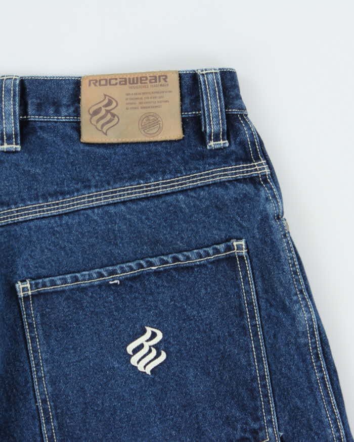 Vintage Y2K 00s Rocawear Contrast Stitch Loose Fit Wide Leg Denim Carpenter Shorts - W34