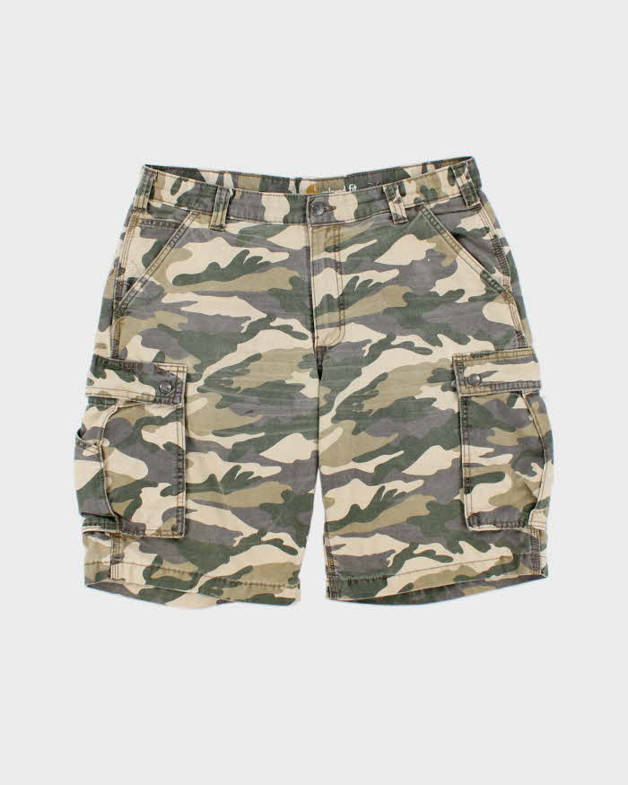 Vintage Carhartt Woodland Camo Rugged Relaxed Fit Cargo Shorts - W36
