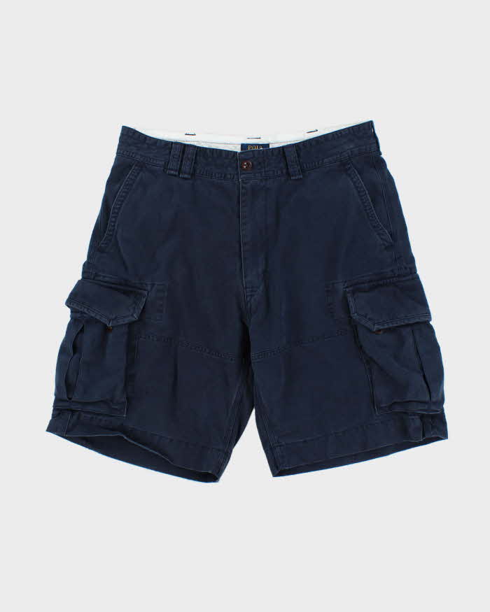 Vintage Polo Ralph Lauren Navy Heavyweight Relaxed Fit Classic Chino Cargo Shorts - W35