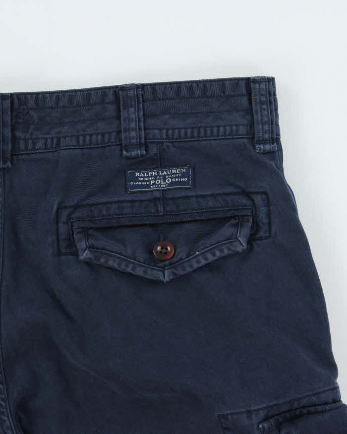 Vintage Polo Ralph Lauren Navy Heavyweight Relaxed Fit Classic Chino Cargo Shorts - W35