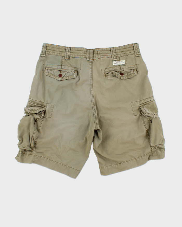Vintage Y2K 00s Polo Ralph Lauren Khaki Heavyweight Relaxed Fit Classic Chino Cargo Shorts - W35
