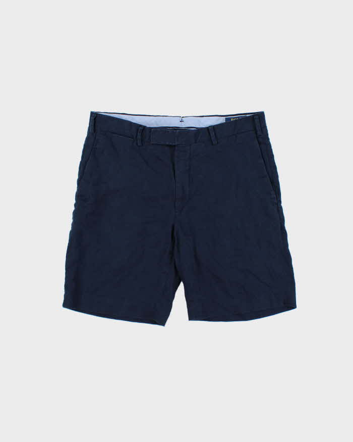 Vintage Polo Ralph Lauren Navy Linen Straight Fit Chino Shorts - W32