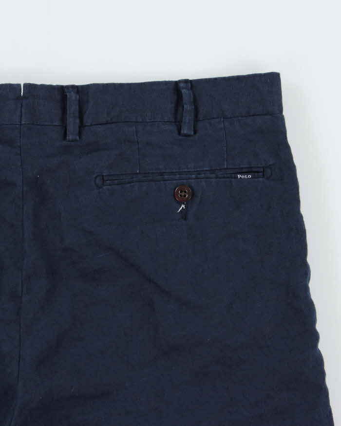 Vintage Polo Ralph Lauren Navy Linen Straight Fit Chino Shorts - W32