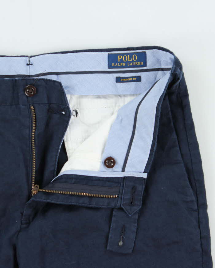 Vintage Polo Ralph Lauren Navy Linen Straight Fit Chino Shorts - W32
