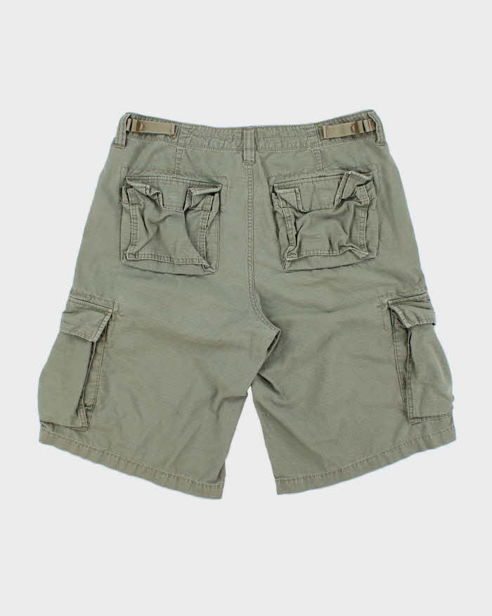Vintage Y2K 00s Polo Jeans Ralph Lauren Khaki Grid Military Surplus Relaxed Fit Baggy Cargo Shorts - W34