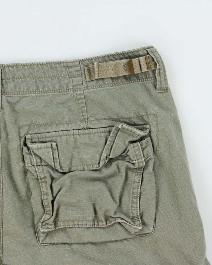 Vintage Y2K 00s Polo Jeans Ralph Lauren Khaki Grid Military Surplus Relaxed Fit Baggy Cargo Shorts - W34