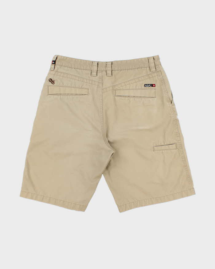 Vintage Y2K 00s Quiksilver Desert Khaki Canvas Relaxed Fit Baggy Skater Shorts - W32