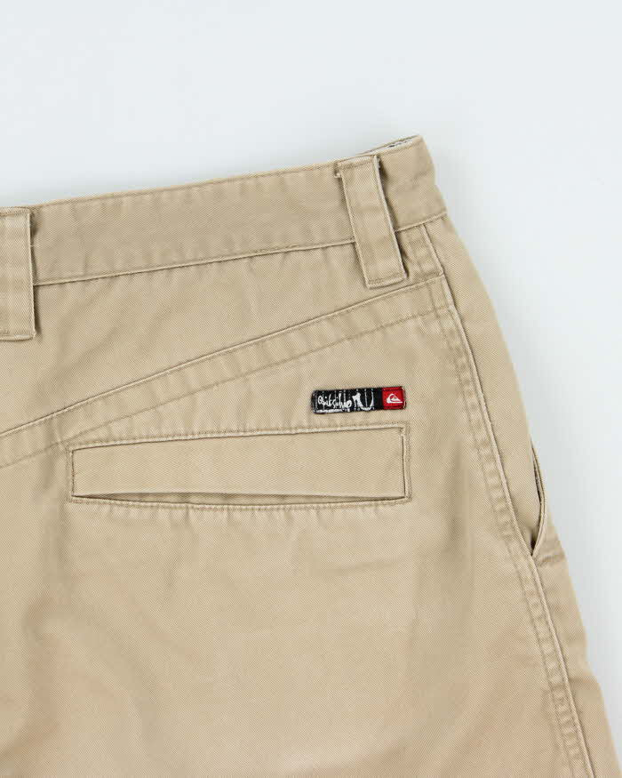 Vintage Y2K 00s Quiksilver Desert Khaki Canvas Relaxed Fit Baggy Skater Shorts - W32