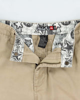Vintage Y2K 00s Quiksilver Desert Khaki Canvas Relaxed Fit Baggy Skater Shorts - W32