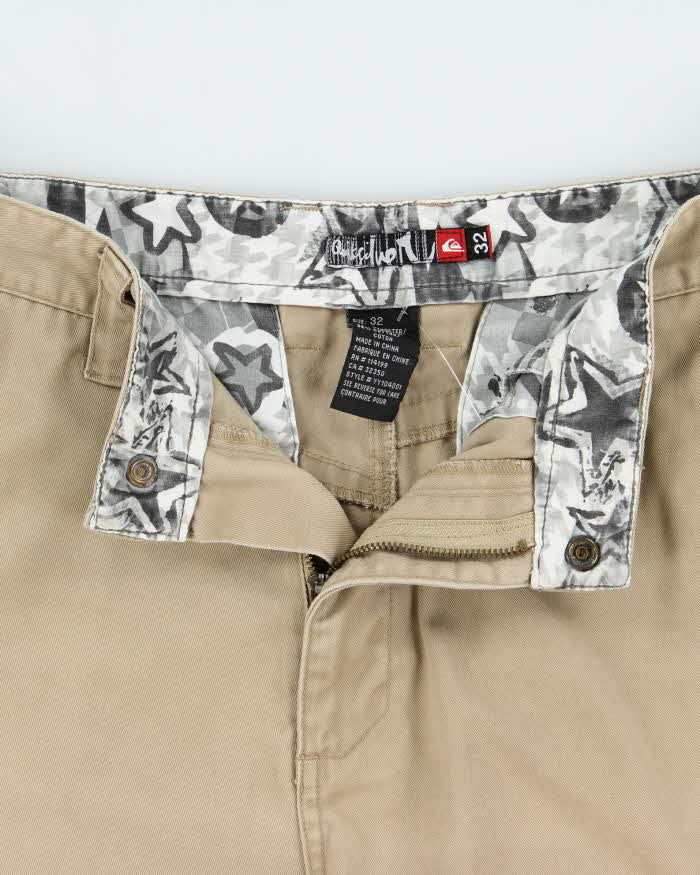 Vintage Y2K 00s Quiksilver Desert Khaki Canvas Relaxed Fit Baggy Skater Shorts - W32