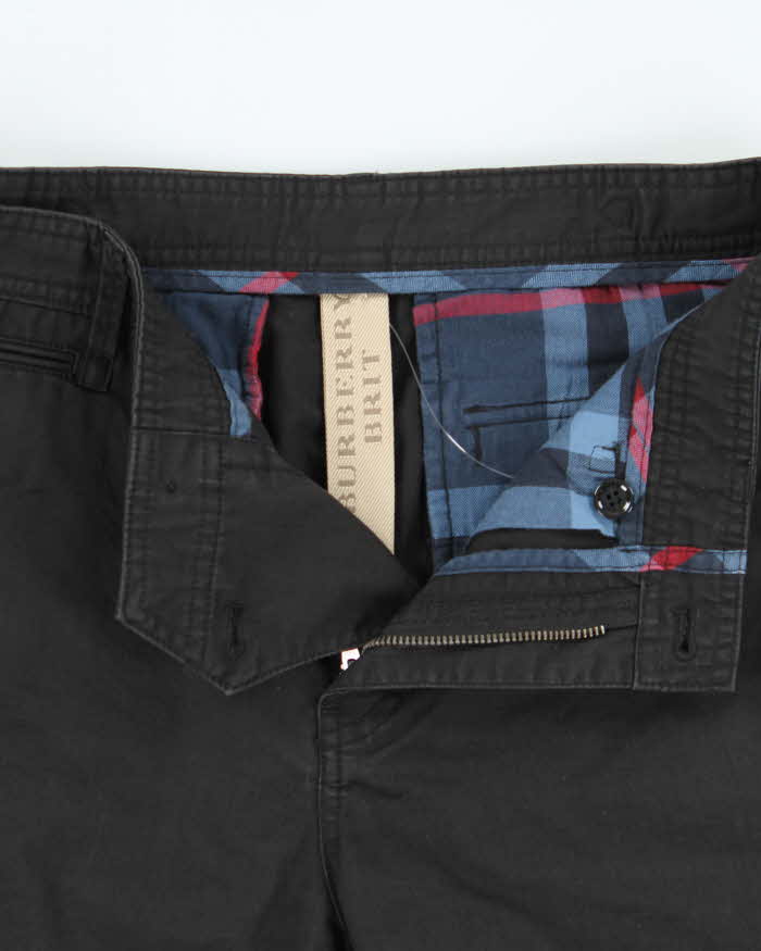 Vintage Burberry Brit Black Adjustable Straight Leg Chino Shorts - W32
