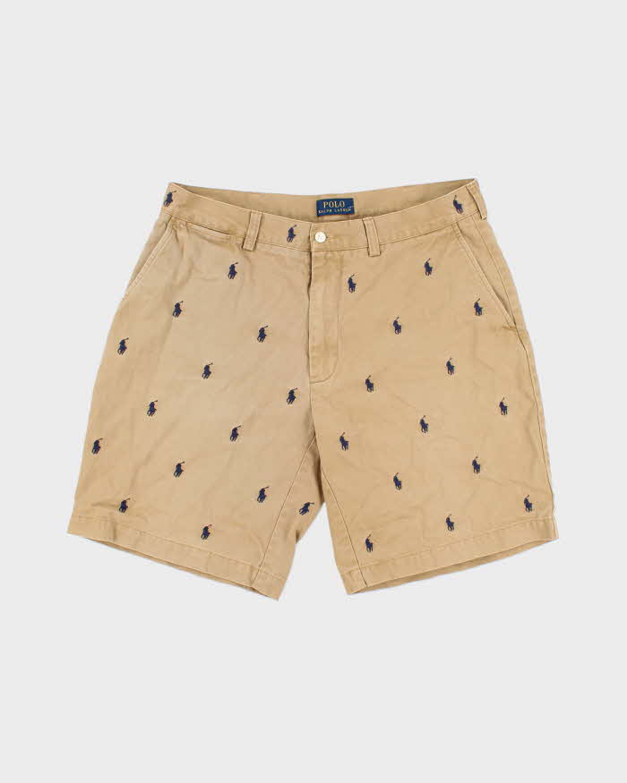 Vintage Polo Ralph Lauren Embroidered Repeat Pony Relaxed Fit Classic Chino Shorts - W34