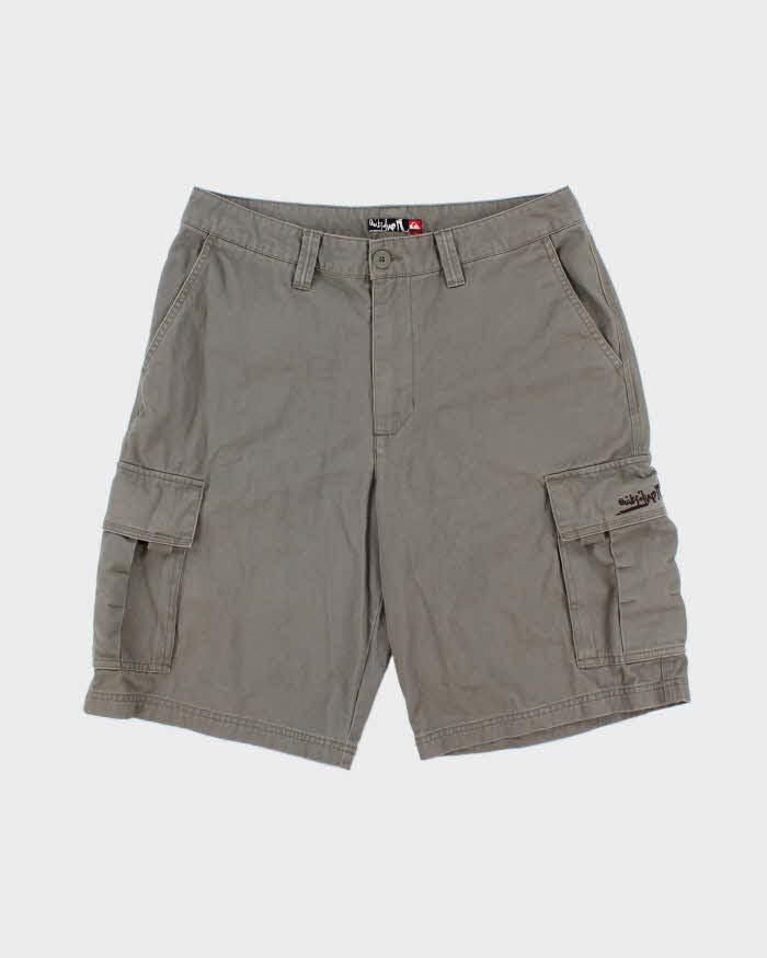 Vintage Y2K 00s Quiksilver Heavyweight Khaki Relaxed Fit Baggy Cargo Shorts - W33