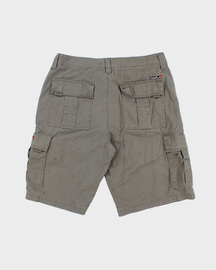 Vintage Y2K 00s Quiksilver Heavyweight Khaki Relaxed Fit Baggy Cargo Shorts - W33