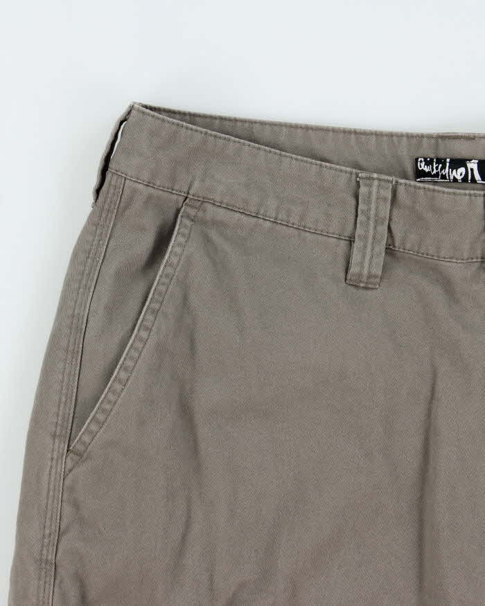Vintage Y2K 00s Quiksilver Heavyweight Khaki Relaxed Fit Baggy Cargo Shorts - W33