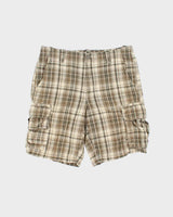 Vintage Y2K 00s Eddie Bauer Khaki Plaid Relaxed Fit Cargo Shorts - W35