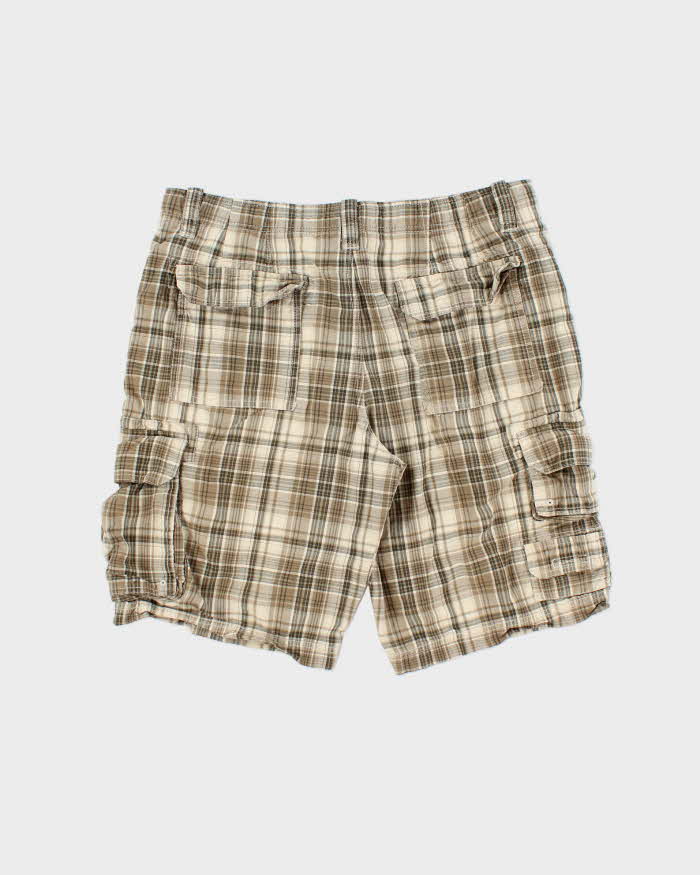 Vintage Y2K 00s Eddie Bauer Khaki Plaid Relaxed Fit Cargo Shorts - W35