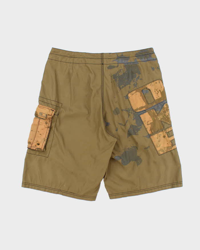 Vintage Y2K 00s Oakley Olive Khaki Embroidered Loose Fit Board Shorts - W34