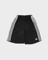 Vintage 1990s Adidas Black 3-Stripe Relaxed Fit Mesh Football Shorts - S