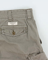 Vintage Polo Ralph Lauren Khaki Original Classic Chino Relaxed Fit Wide Leg Cargo Shorts - W36