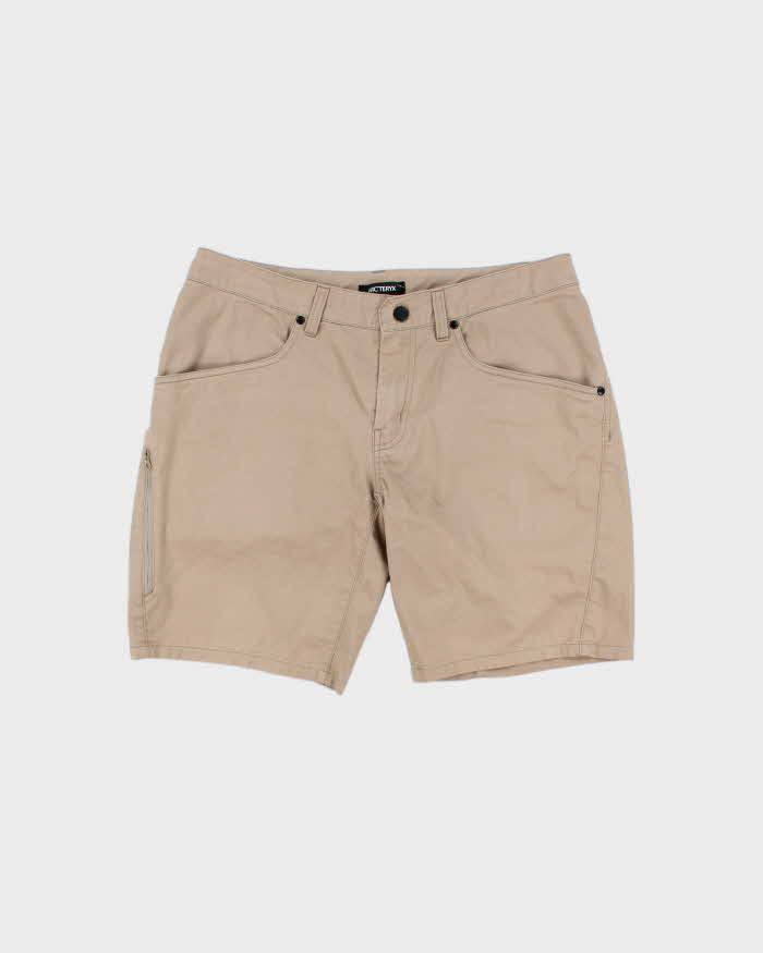SS2020 Arc'teryx Khaki 'Phelix 9.5' Canvas Straight Leg Technical Shorts - W32