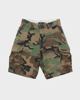 Vintage Polo Ralph Lauren Woodland Camo Classic Chino Canvas Relaxed Fit Wide Leg Cargo Shorts - W32