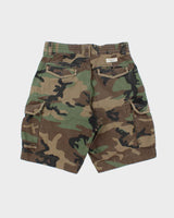 Vintage Polo Ralph Lauren Woodland Camo Classic Chino Canvas Relaxed Fit Wide Leg Cargo Shorts - W32
