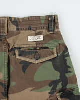Vintage Polo Ralph Lauren Woodland Camo Classic Chino Canvas Relaxed Fit Wide Leg Cargo Shorts - W32