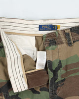 Vintage Polo Ralph Lauren Woodland Camo Classic Chino Canvas Relaxed Fit Wide Leg Cargo Shorts - W32