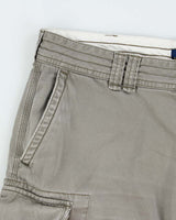 Vintage Polo Ralph Lauren Khaki Classic Chino Canvas Relaxed Fit Wide Leg Cargo Shorts - W38