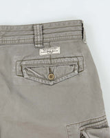 Vintage Polo Ralph Lauren Khaki Classic Chino Canvas Relaxed Fit Wide Leg Cargo Shorts - W38