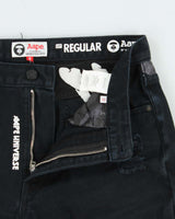 Vintage Aape By A Bathing Ape Distressed Embroidered Camo Straight Leg Denim Shorts - W30