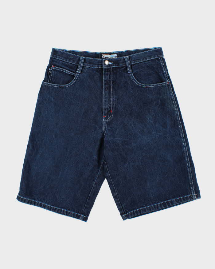 Vintage 1990s Southpole Indigo Contrast Stitch Denim Baggy Fit Jean Shorts - W34