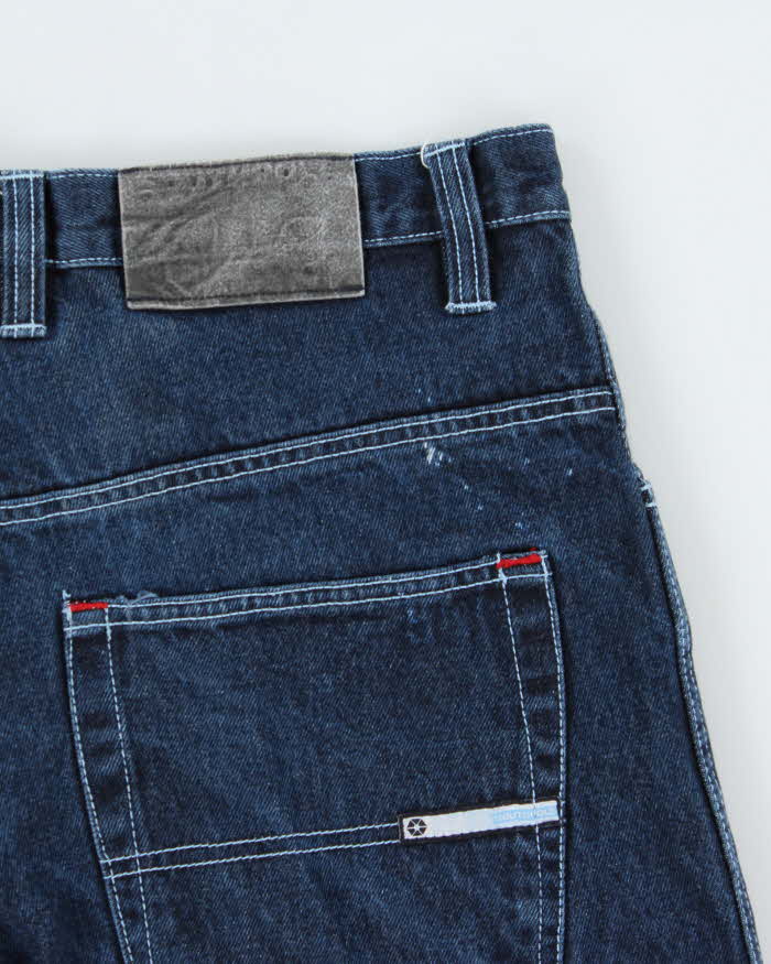 Vintage 1990s Southpole Indigo Contrast Stitch Denim Baggy Fit Jean Shorts - W34