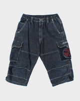 Vintage 1990s Piko Hawaiian Longboard Wear Raw Denim 3/4 Length Loose Fit Jean Shorts - L