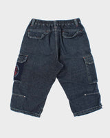 Vintage 1990s Piko Hawaiian Longboard Wear Raw Denim 3/4 Length Loose Fit Jean Shorts - L