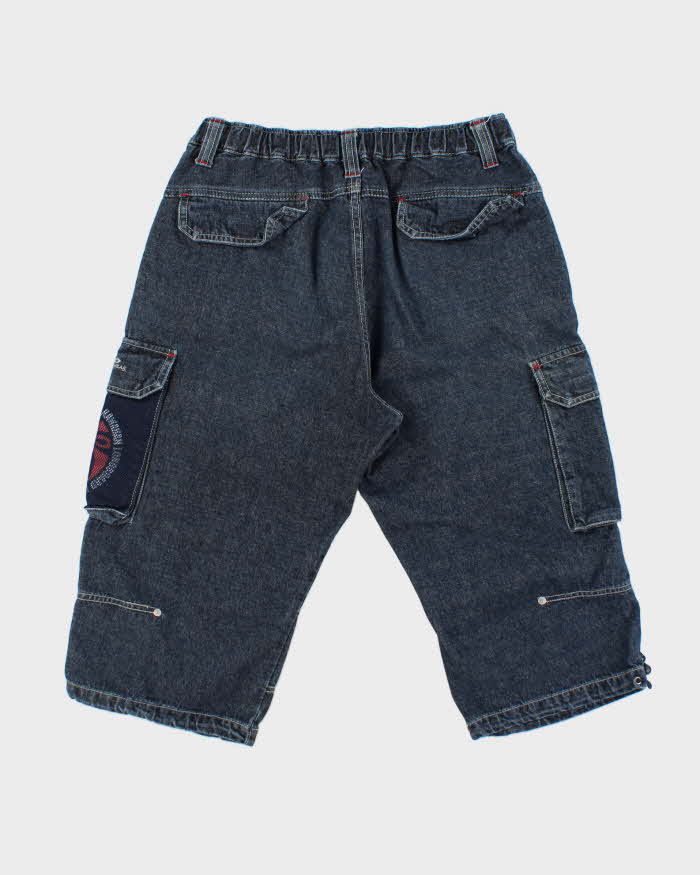 Vintage 1990s Piko Hawaiian Longboard Wear Raw Denim 3/4 Length Loose Fit Jean Shorts - L