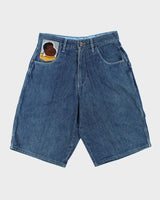 Vintage Y2K 00s Platinum Fubu Fat Albert Stone Wash Denim Baggy Fit Jean Shorts - W34