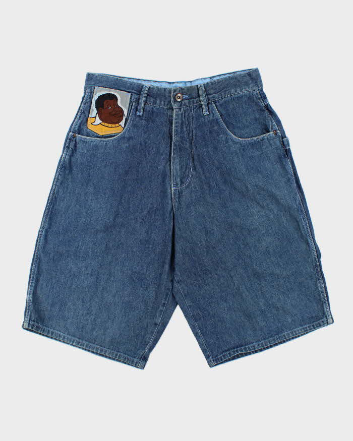 Vintage Y2K 00s Platinum Fubu Fat Albert Stone Wash Denim Baggy Fit Jean Shorts - W34