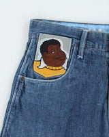 Vintage Y2K 00s Platinum Fubu Fat Albert Stone Wash Denim Baggy Fit Jean Shorts - W34