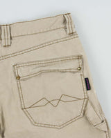 Vintage 1990s Montbell Desert Khaki Pleated Canvas Relaxed Fit Technical Bermuda Shorts - W32