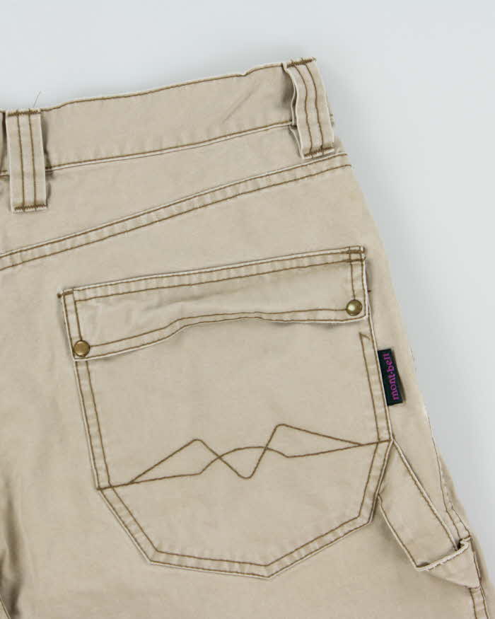 Vintage 1990s Montbell Desert Khaki Pleated Canvas Relaxed Fit Technical Bermuda Shorts - W32