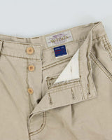Vintage 1990s Montbell Desert Khaki Pleated Canvas Relaxed Fit Technical Bermuda Shorts - W32