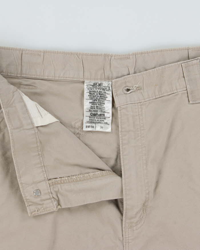 Vintage Carhartt B147 Tan Canvas Loose Original Fit Carpenter Shorts - W36