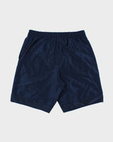 Vintage Nike Navy Heavyweight Satin Embroidered Relaxed Fit Wide Leg Shorts - L